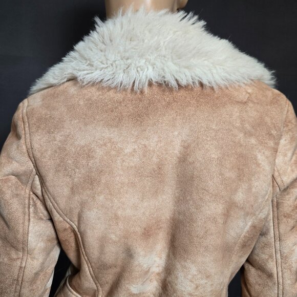 Y2K Penny Lane Faux Suede Faux Fur Boho Coat Jacket Size S Beige - Picture 11 of 15